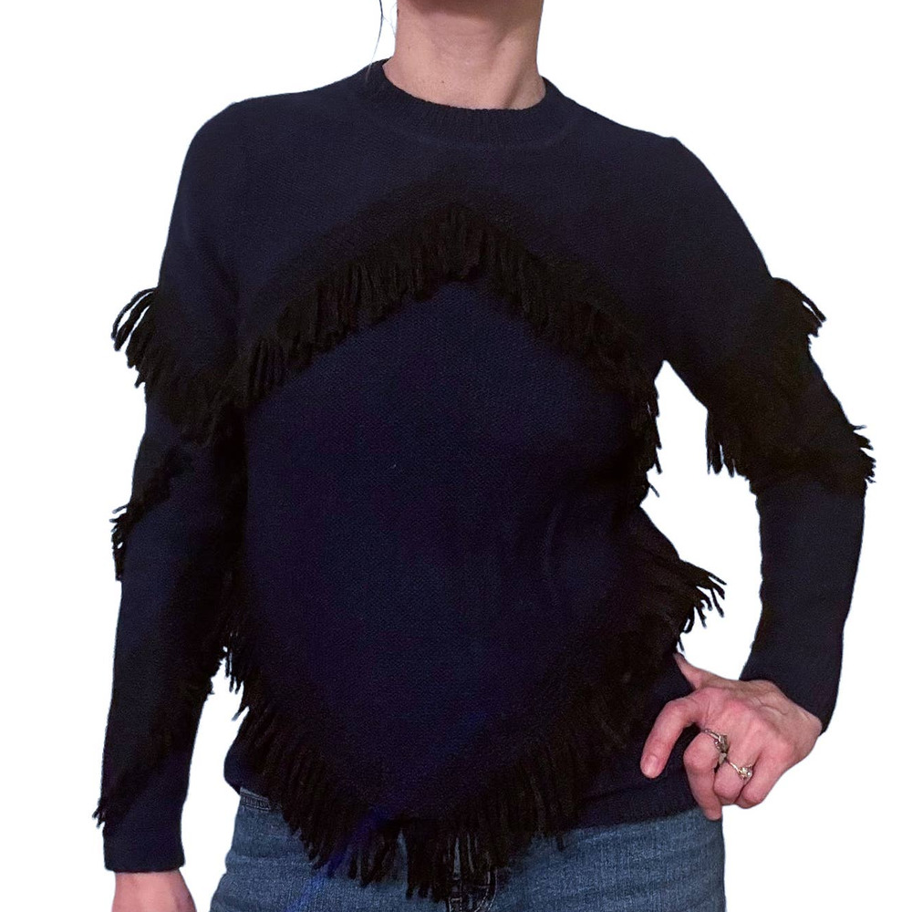 TANYA TAILOR FRINGE CHA CHA ALPACA SWEATER JUMPER BOHO STYLE WOMEN SIZE XS/S - Picture 2 of 16